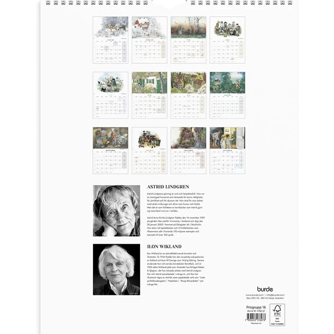 Väggkalender Burde 1782 Ilon Wikland 2027