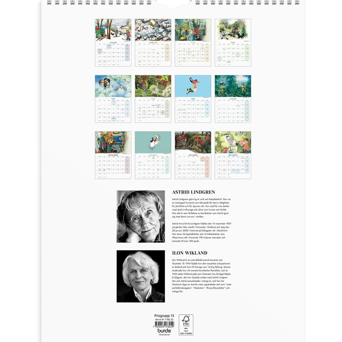 Väggkalender Burde 1782 Ilon Wikland 2027