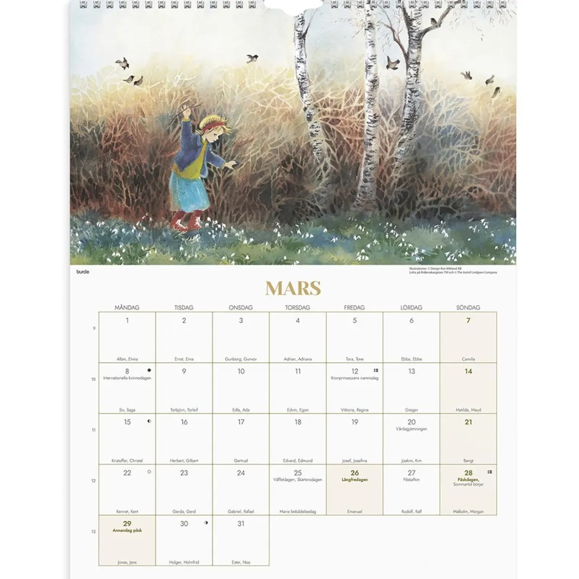 Väggkalender Burde 1782 Ilon Wikland 2027