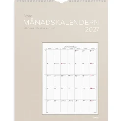 Väggkalender Burde 1726 Stora Månadskalendern 2027