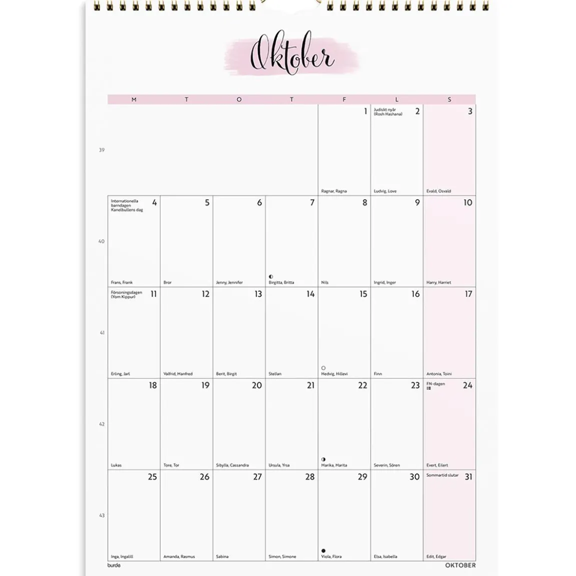 Väggkalender Burde 1781 Väggkalender Life Organizer 2027