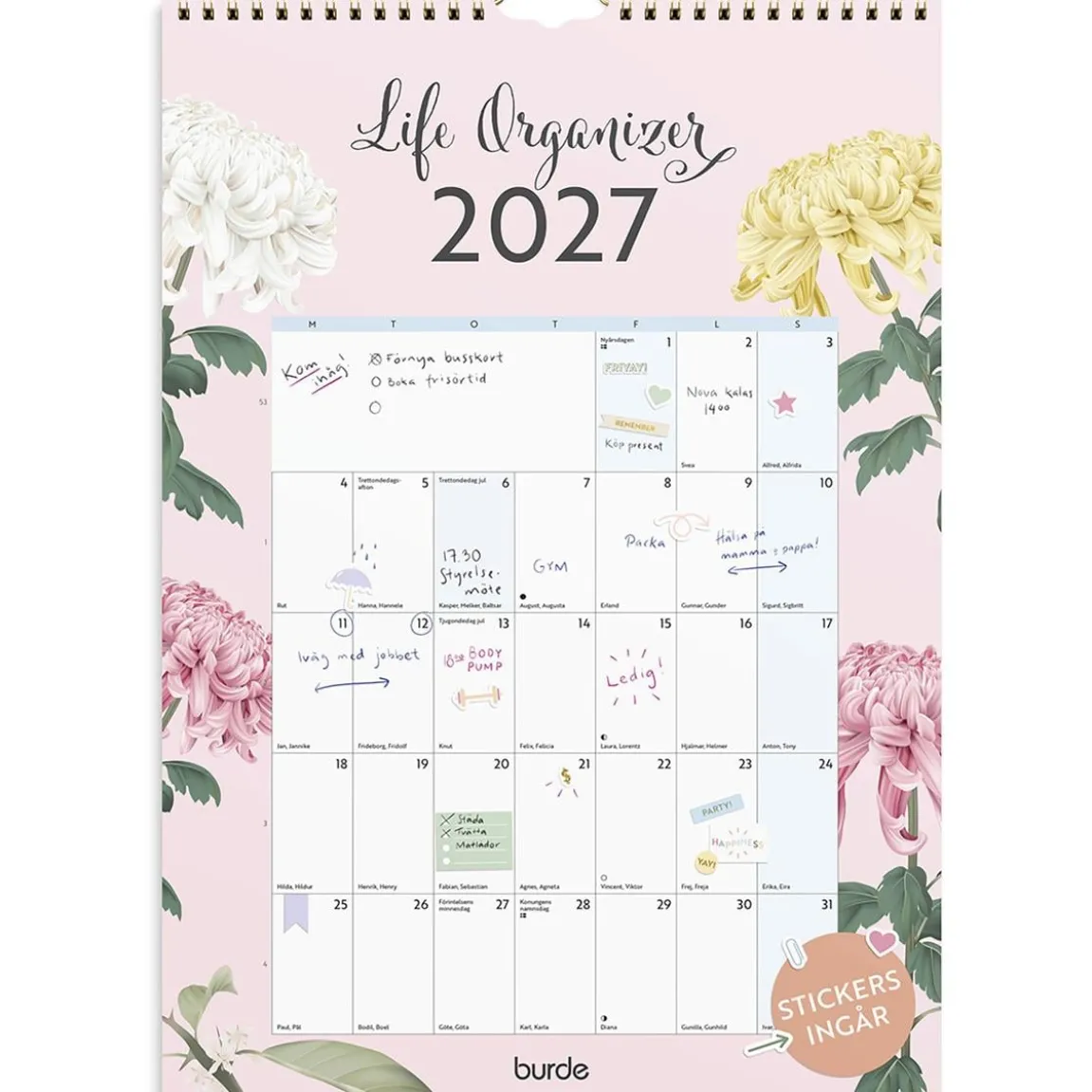 Väggkalender Burde 1781 Väggkalender Life Organizer 2027
