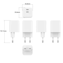 Väggladdare Gear 2xUSB-C PD/PPS 65W Vit
