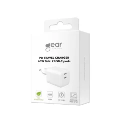 Väggladdare Gear 2xUSB-C PD/PPS 65W Vit