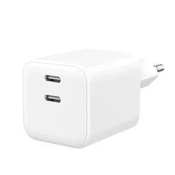 Väggladdare Gear 2xUSB-C PD/PPS 65W Vit