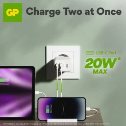 Väggladdare GP WM2B PD 20W USB-A + USB-C