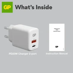 Väggladdare GP WM2B PD 20W USB-A + USB-C