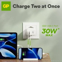 Väggladdare GP WM2E PD 30W 2xUSB C/1xUSB A