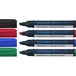 Whiteboardpenna Schneider 293 Snedskuren 4 färger 1-4mm